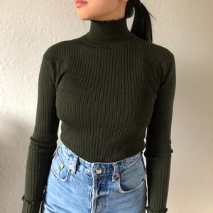 Deep Green Turtleneck Sweater